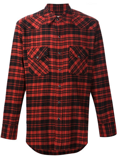 Saint Laurent Western Style Flannel Shirt