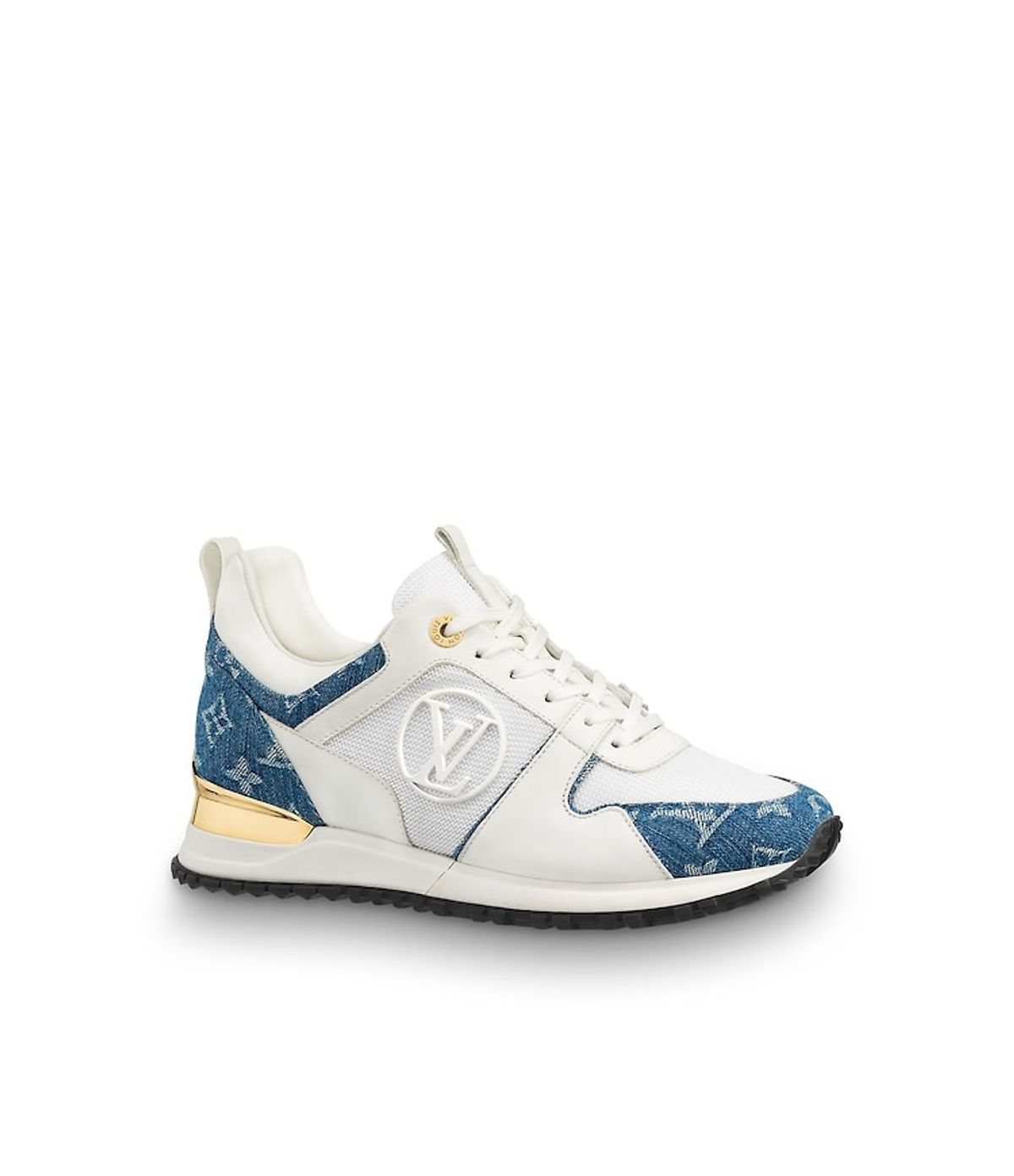Louis Vuitton Run Away Monogram Denim And Calf Leather Sneakers