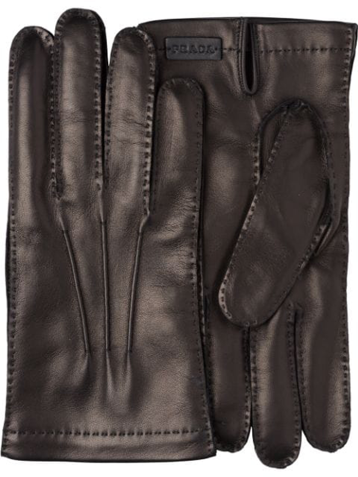 Prada Leather And Cashmere Gloves In Black