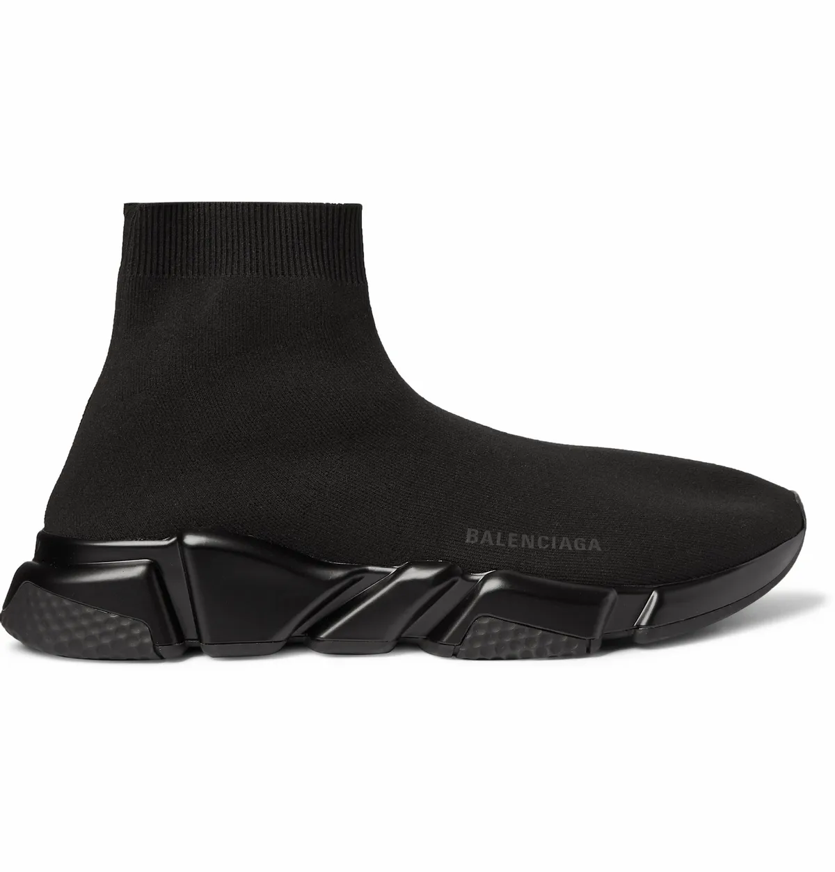 Balenciaga Speed Sock Stretch-Knit Slip-On Black Sneakers