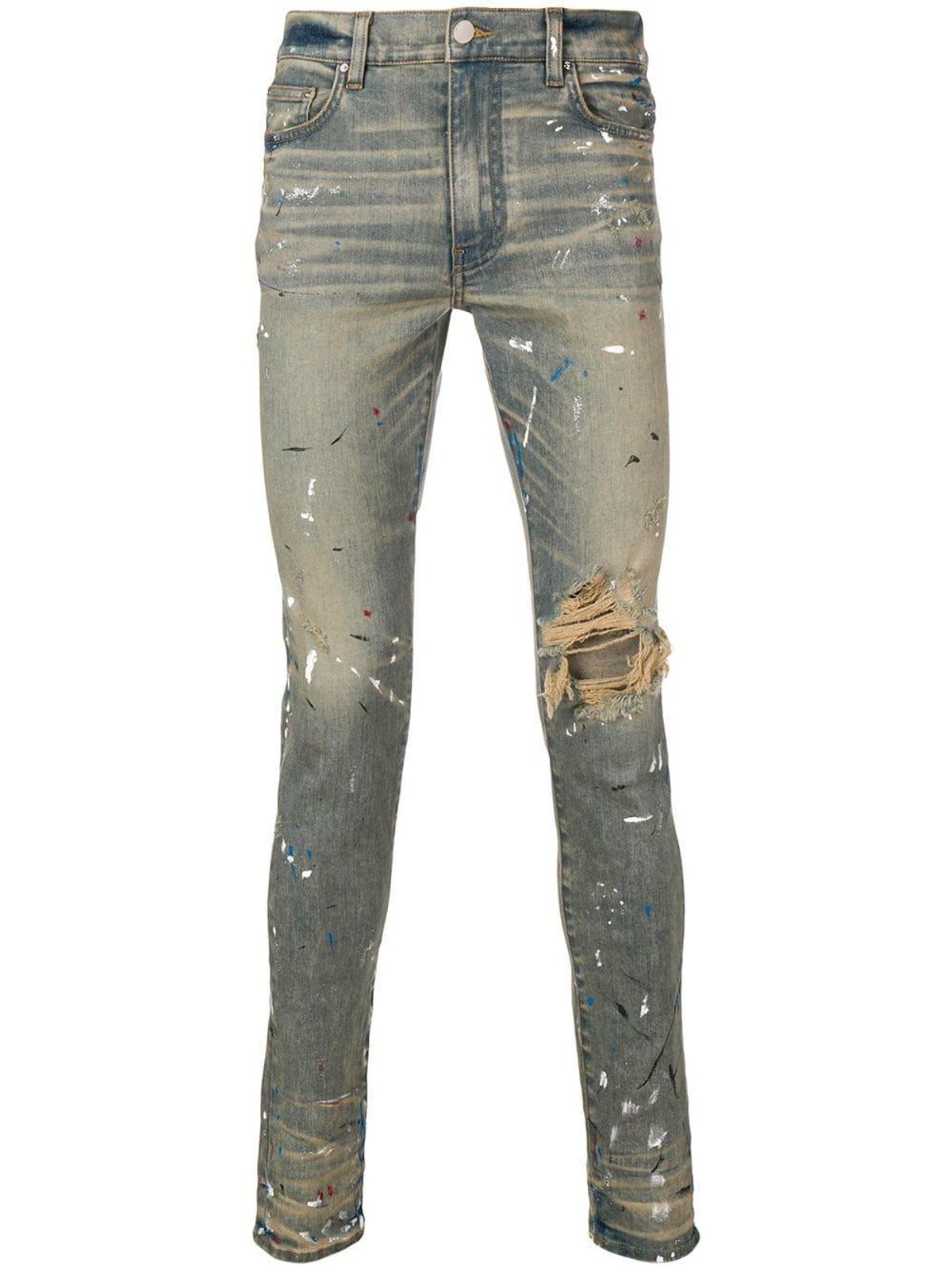 Amiri Paint Splatter Distressed Skinny Jeans