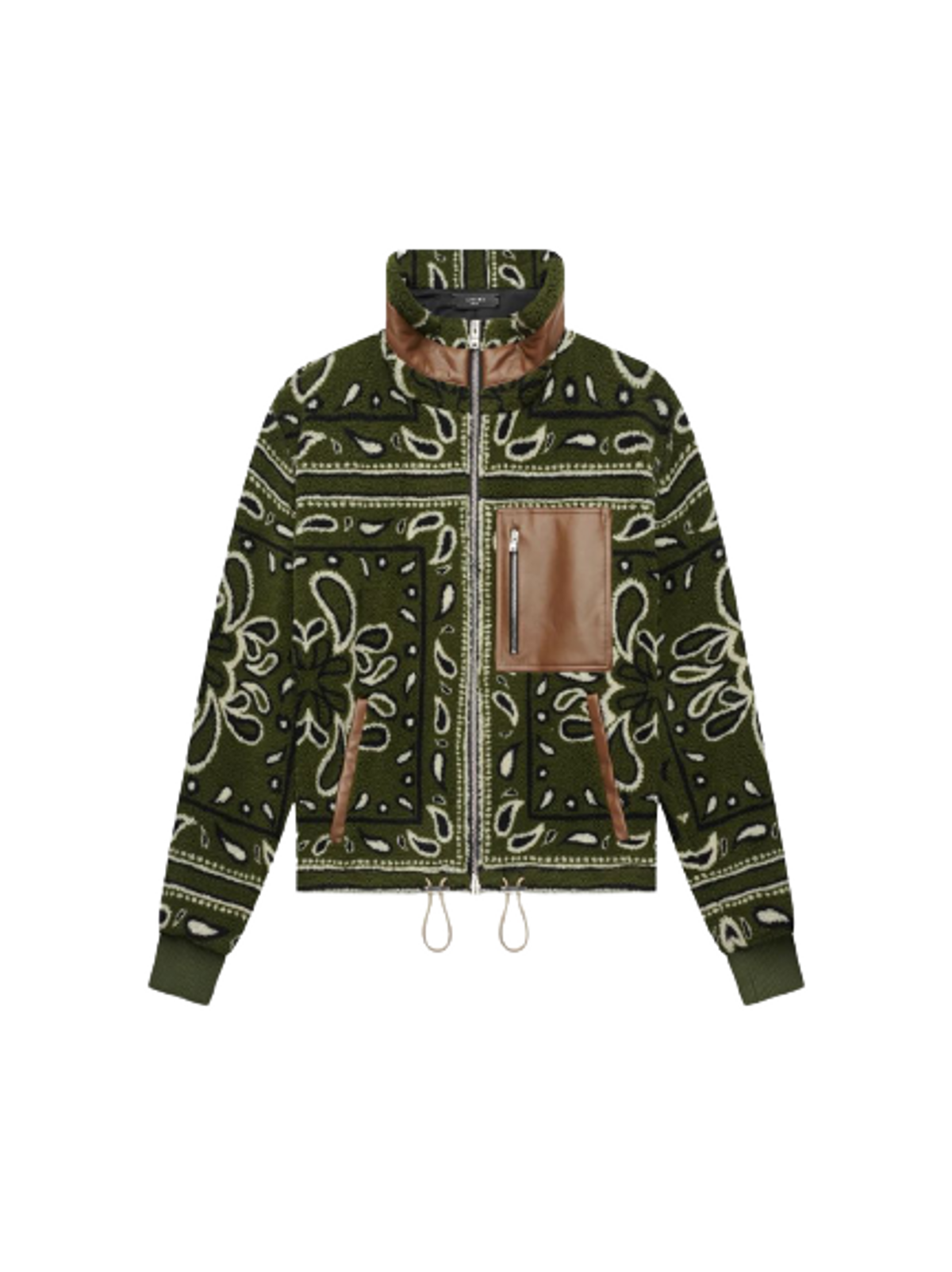 Amiri Bandana Print Relaxed Fleece Zip Up Jacket
