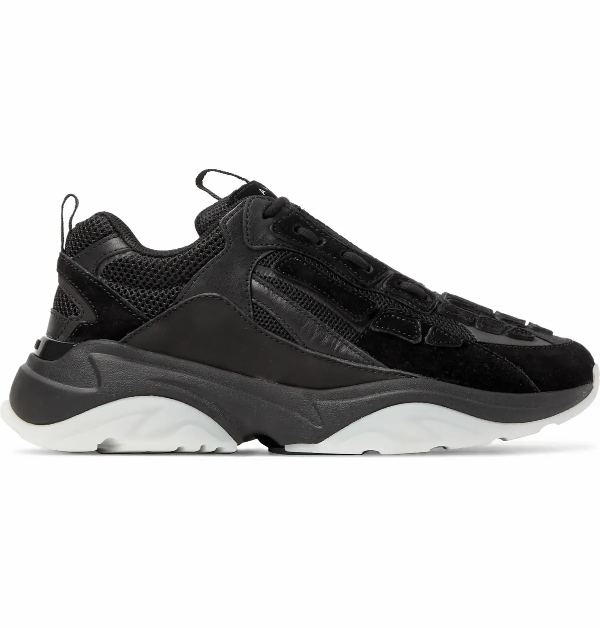 Amiri Bone Runner Mesh Leather And Suede Black Sneakers