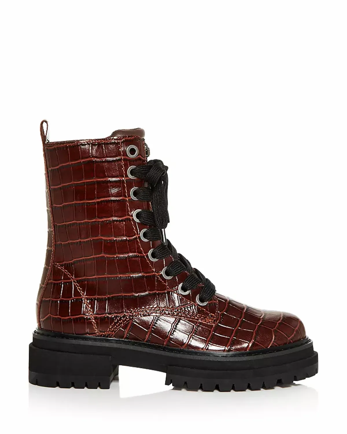 Kurt Geiger Siva Croc Embossed Combat Boots