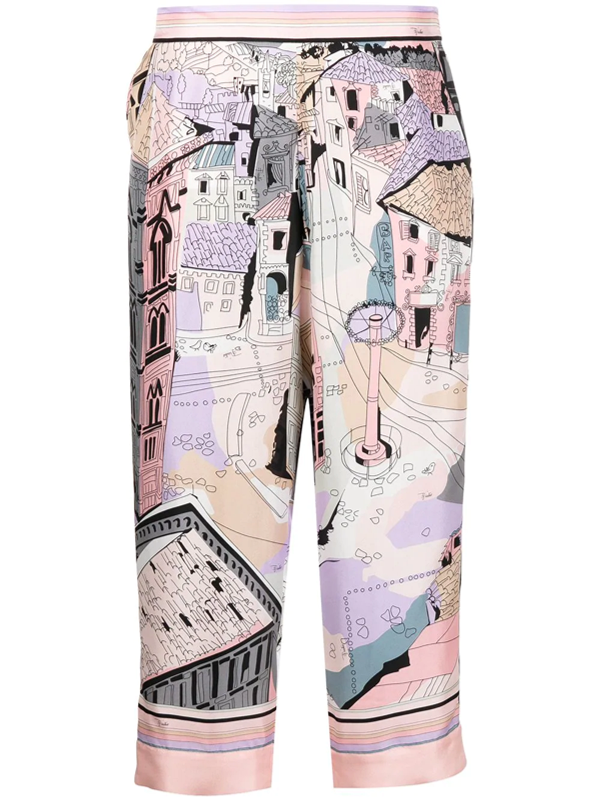 Emilio Pucci Battistero-print Cropped Trousers In Pink