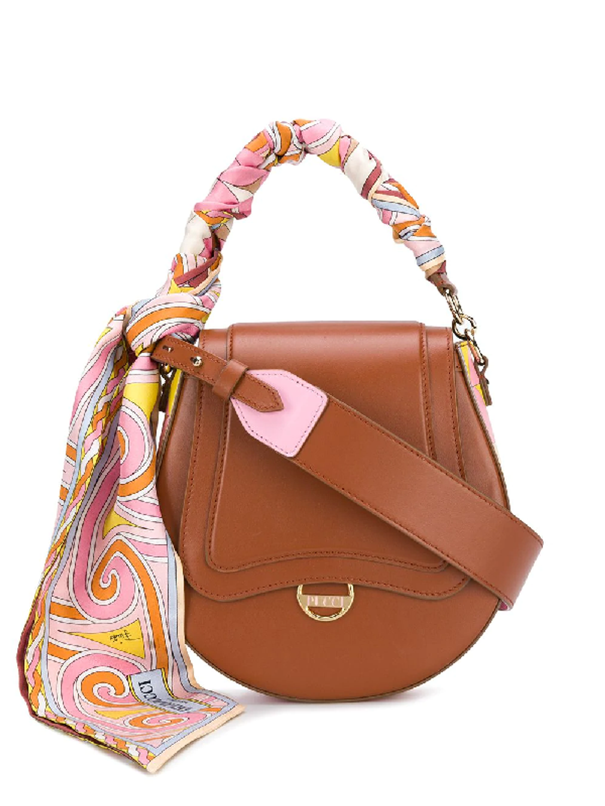 Emilio Pucci Scarf Handle Shoulder Bag In Brown