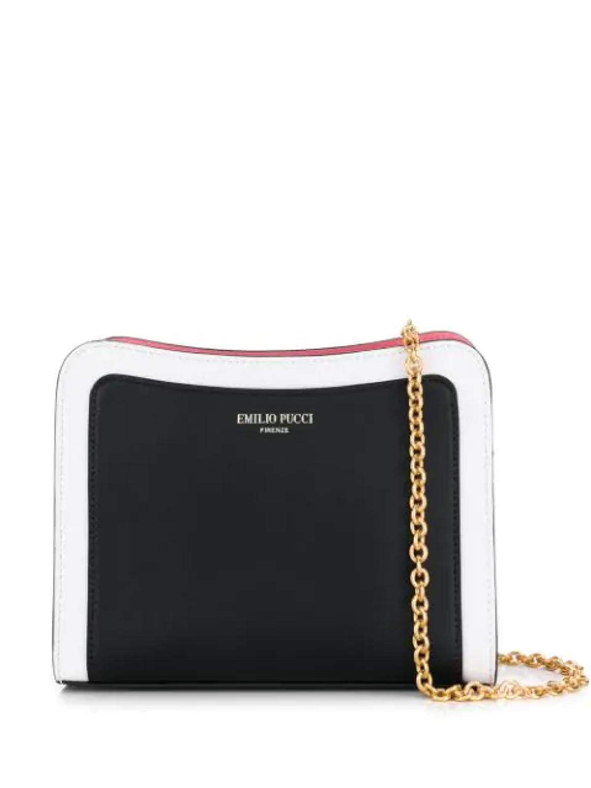Emilio Pucci Tri-color Leather Shoulder Bag In A46 Nero/bianco/rosa