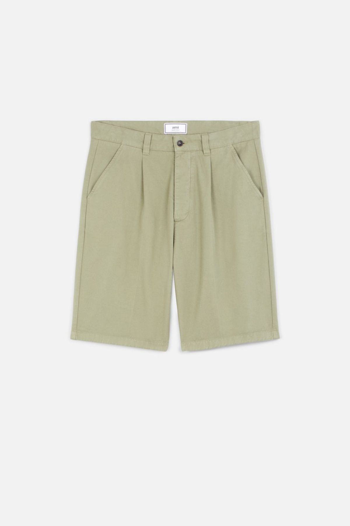 Ami Alexandre Mattiussi Pleated Bermuda Shorts In Green