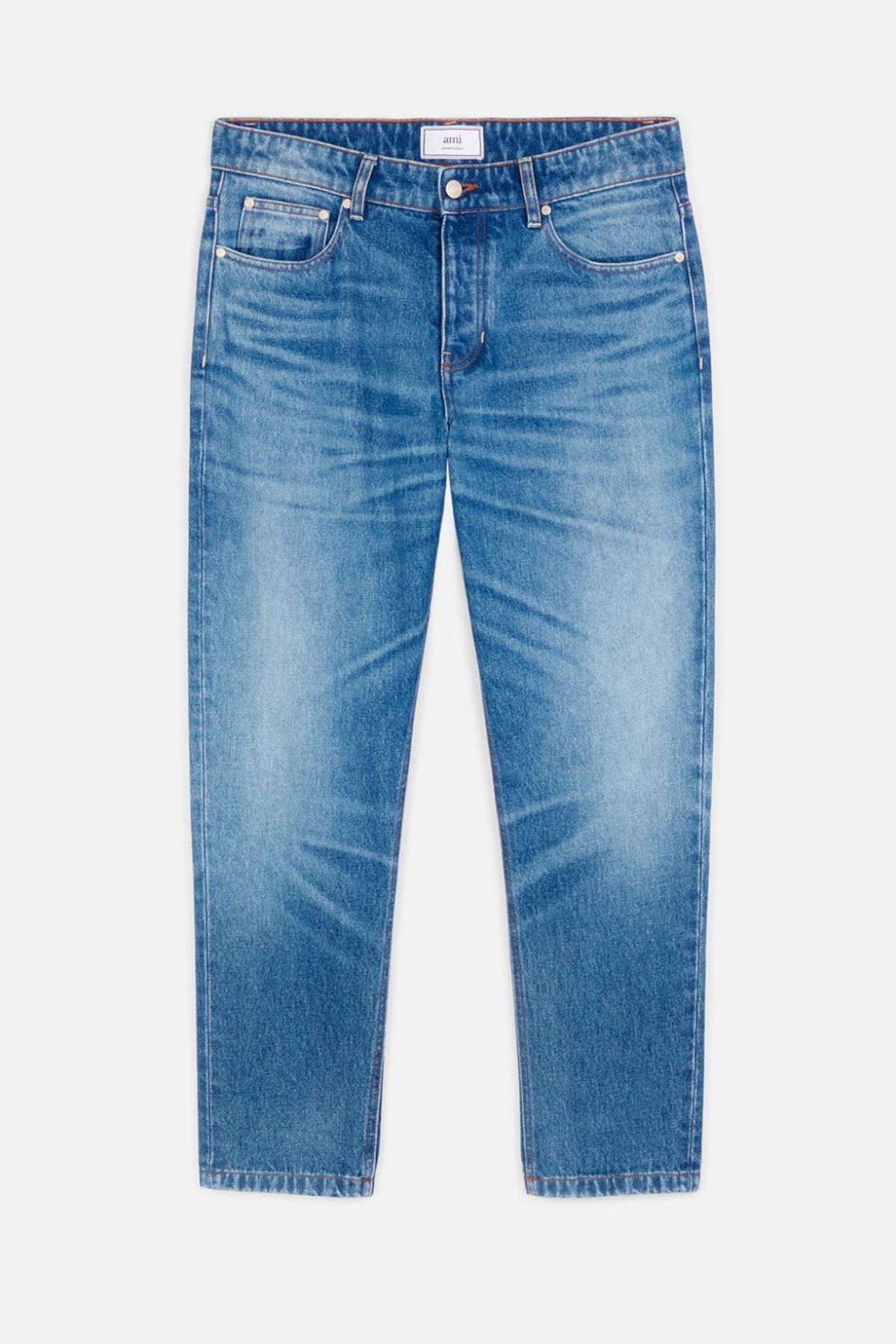 Ami Alexandre Mattiussi Cropped Tapered Denim Jeans In Blue