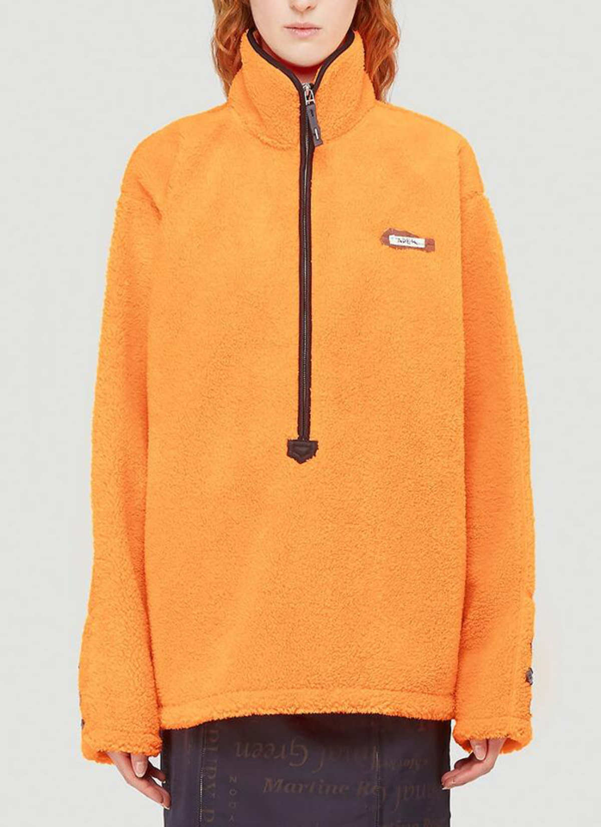 Ader Error Faux Shearling Anorak Jacket In Orange