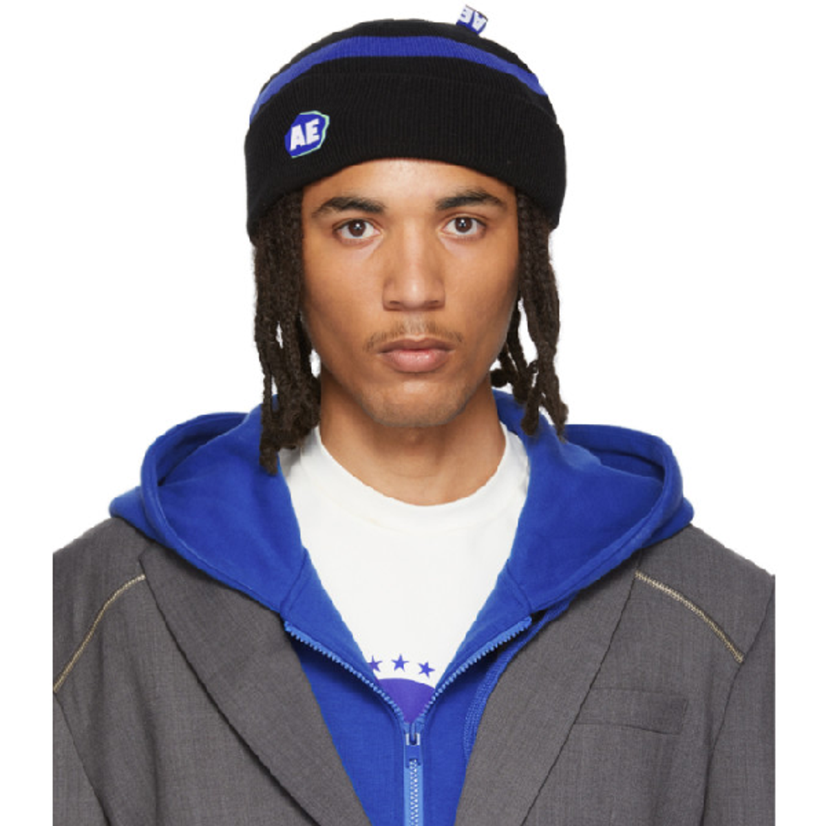 Ader Error Ader Error Black Stone Logo Regular Fit Beanie In Black Blk
