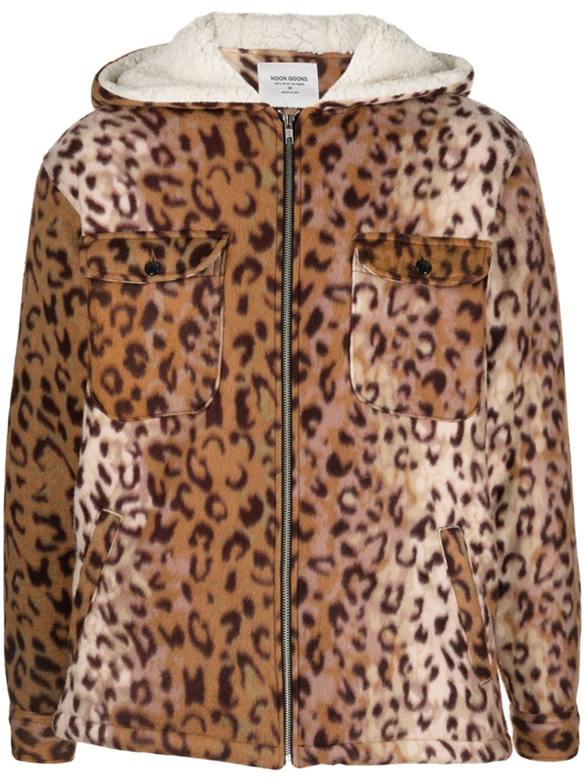 Noon Goons Leopard-print Zip-up Jacket In Brown