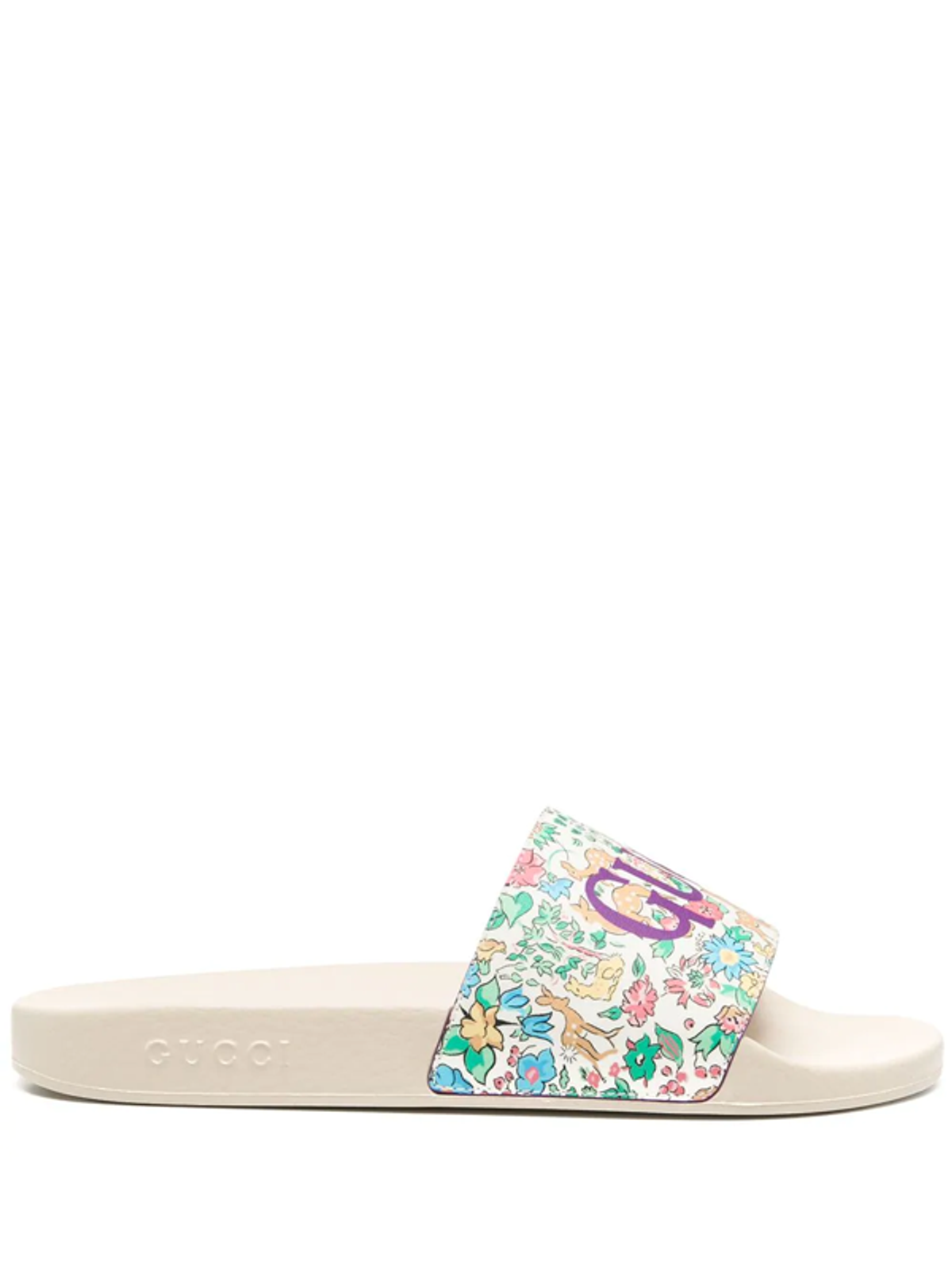 Gucci × Liberty London Printed White Slides