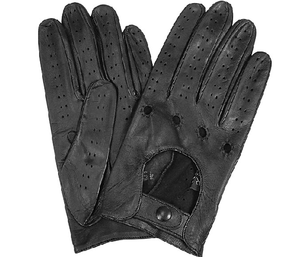 Gucci Mens Black Italian Leather Driving Gloves