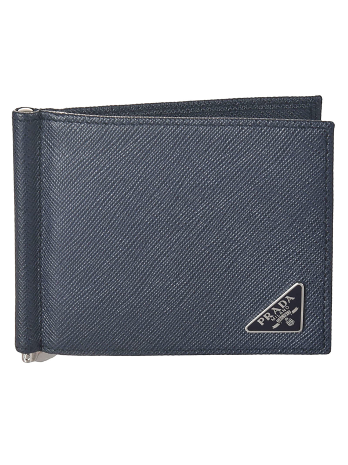 Prada Classic Logo Plaque Card Holder In Baltico