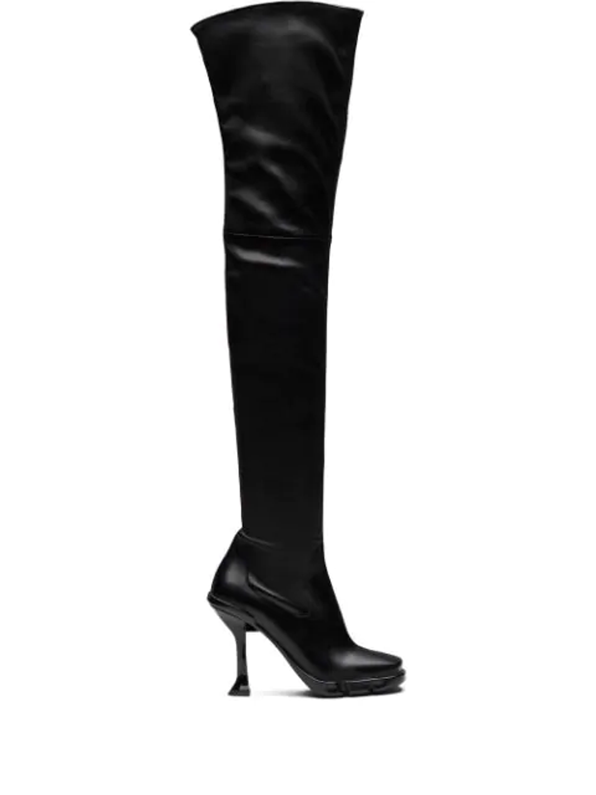 Prada Square Toe Thigh High Black Boots