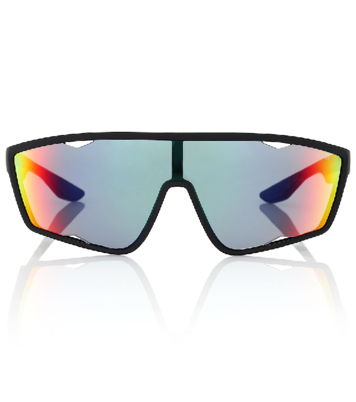 Prada Linea Rossa Wraparound Sunglasses In Black