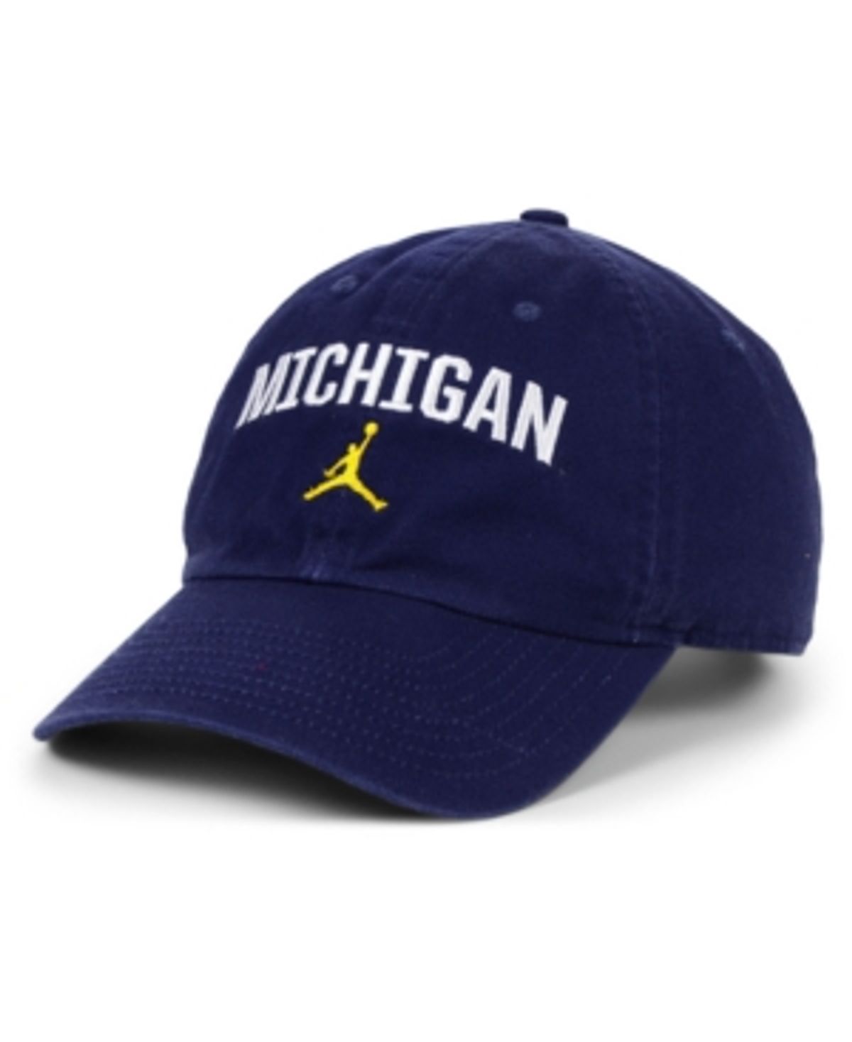 Jordan Michigan Wolverines Heritage 86 Wordmark Swoosh Strapback Cap In Navy