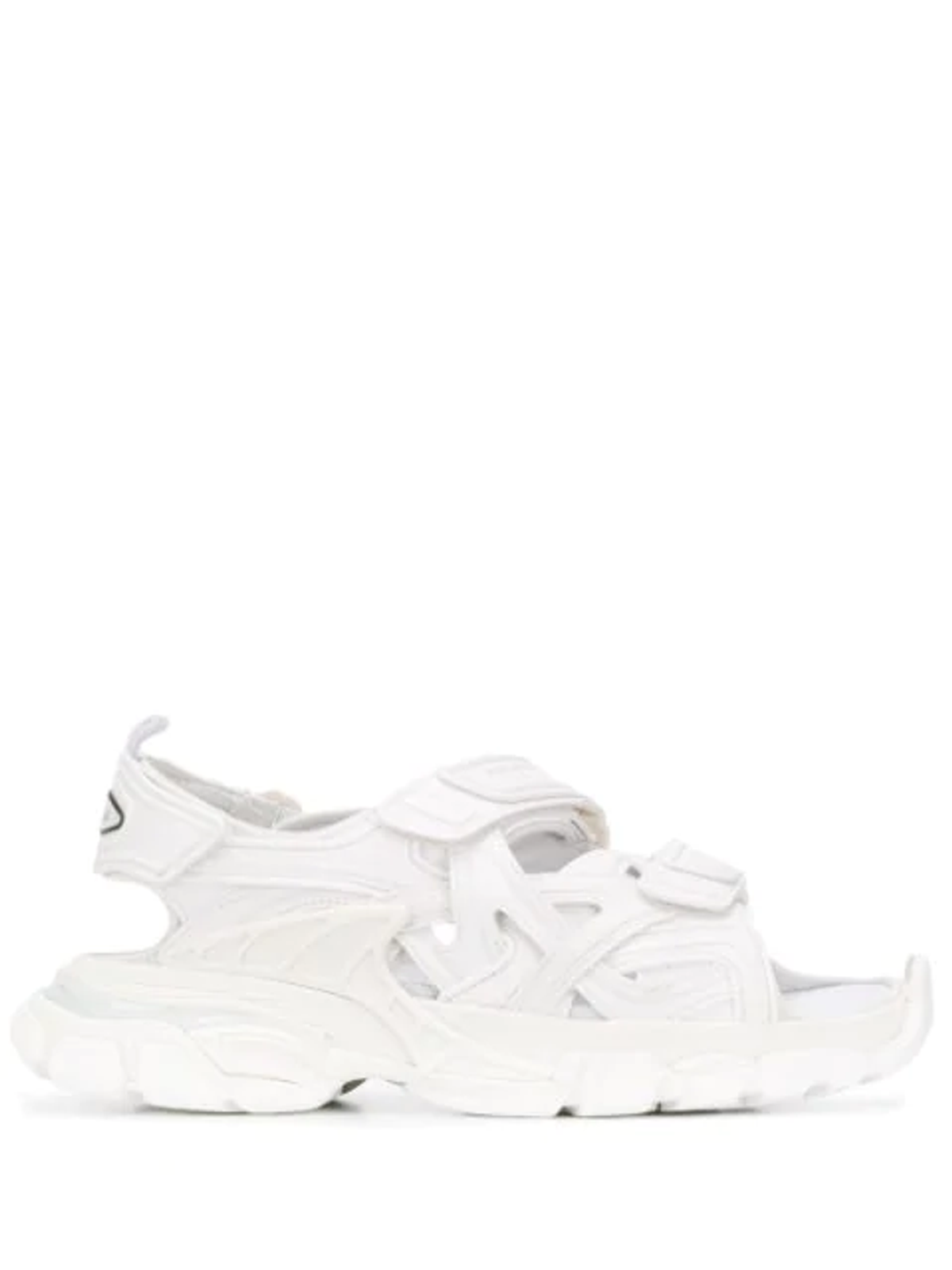 Balenciaga Track Logo Detailed Leather Rubber White Sandals