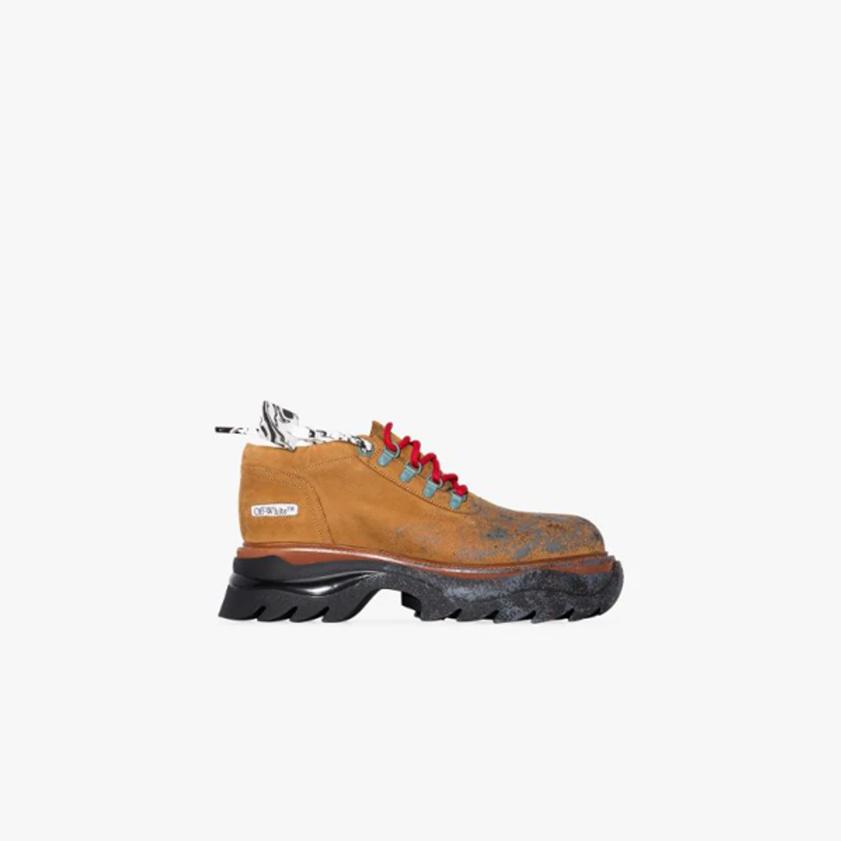 Off-White Brown Paint Splatter Chunky Leather Sneakers