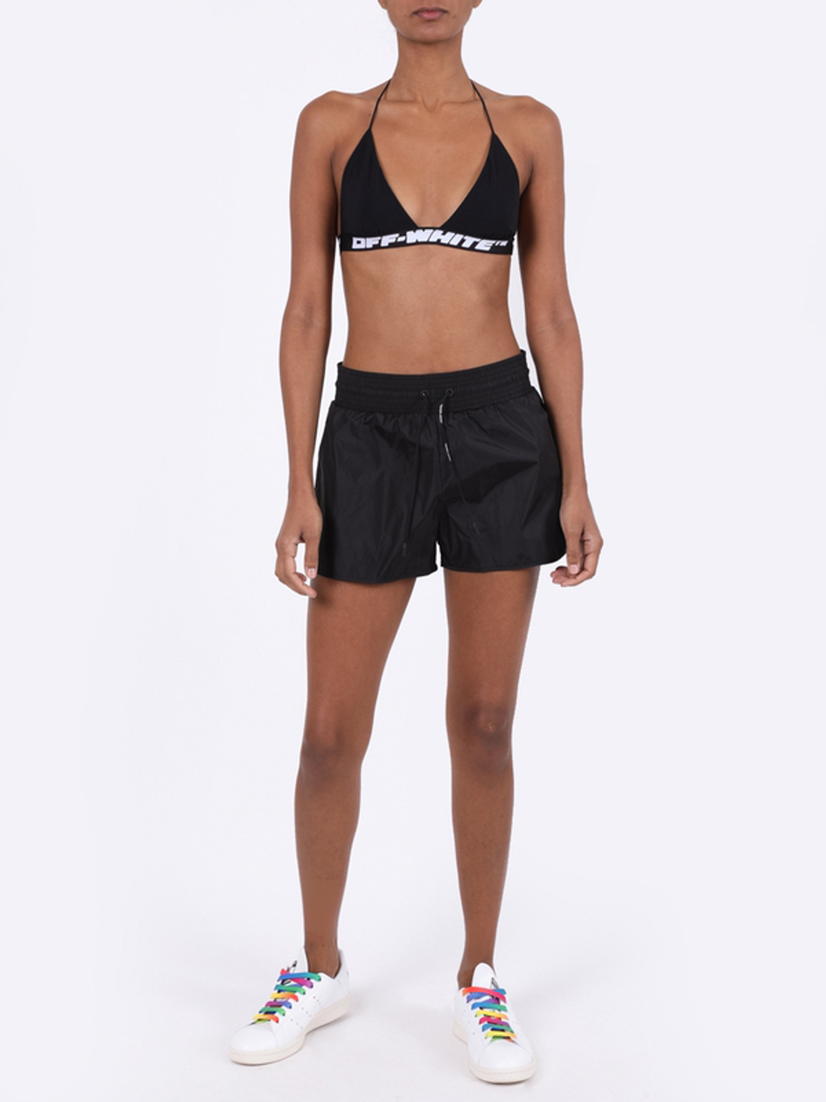 Off-White Black And White Logo Trim Bikini