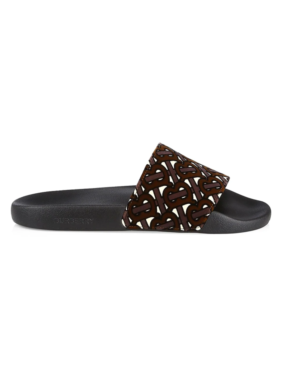Burberry Mens Furley M Flock Slides In Black