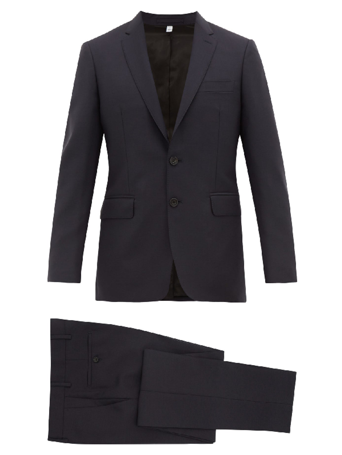 Burberry Single-breasted Wool-blend Crepe Suit In Navy
