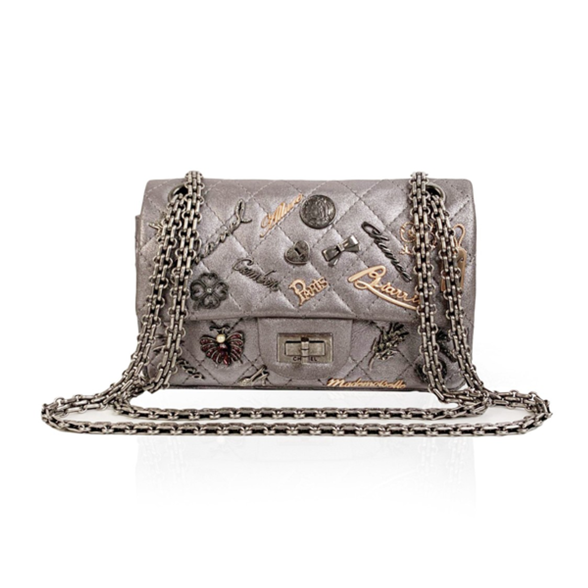 Chanel Silver Tone Quilted Leather Lucky Charms 2.55 Reissue Flap Bag