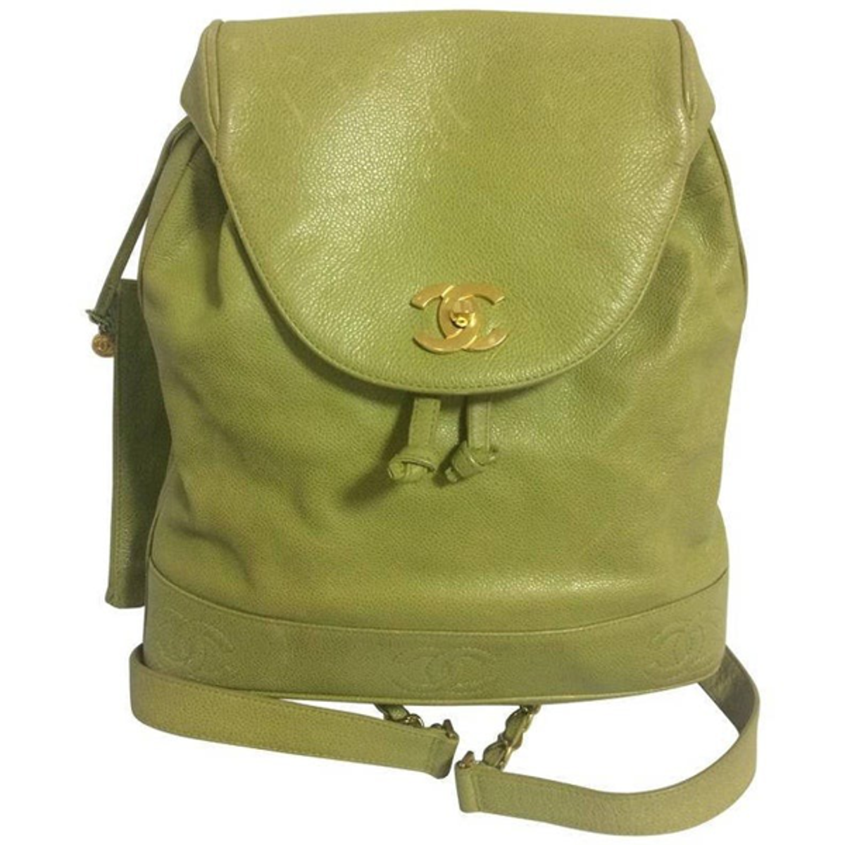 Chanel Vintage Green Caviar Leather Backpack
