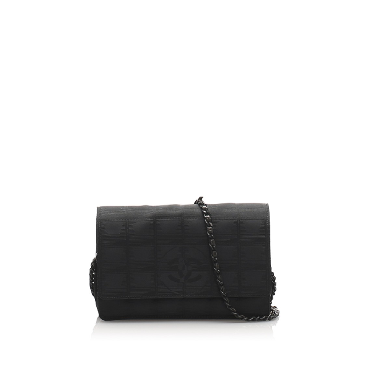 Chanel New Travel Line Canvas Wallet On Chain In Black