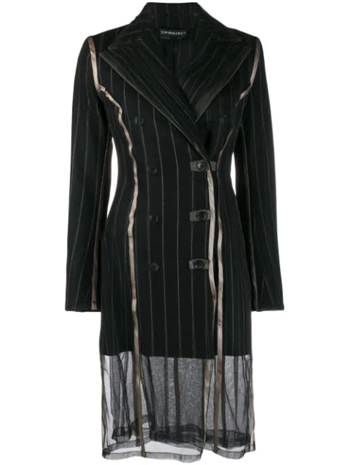 Y/Project Pinstripe Doublebreasted Coat In Black WHAT’S ON THE STAR?