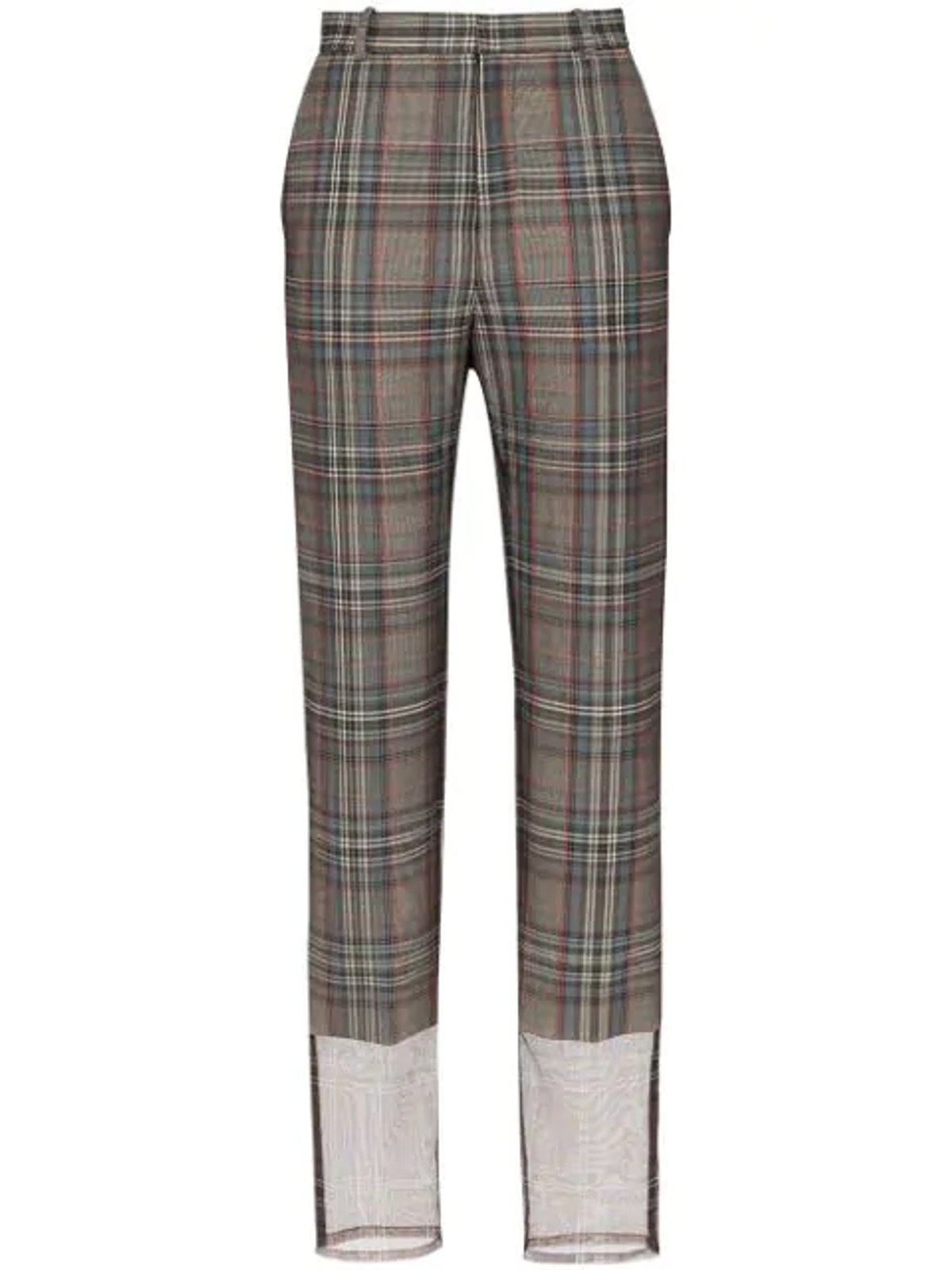 Y/Project Mesh-trimmed Checked Trousers In Grey