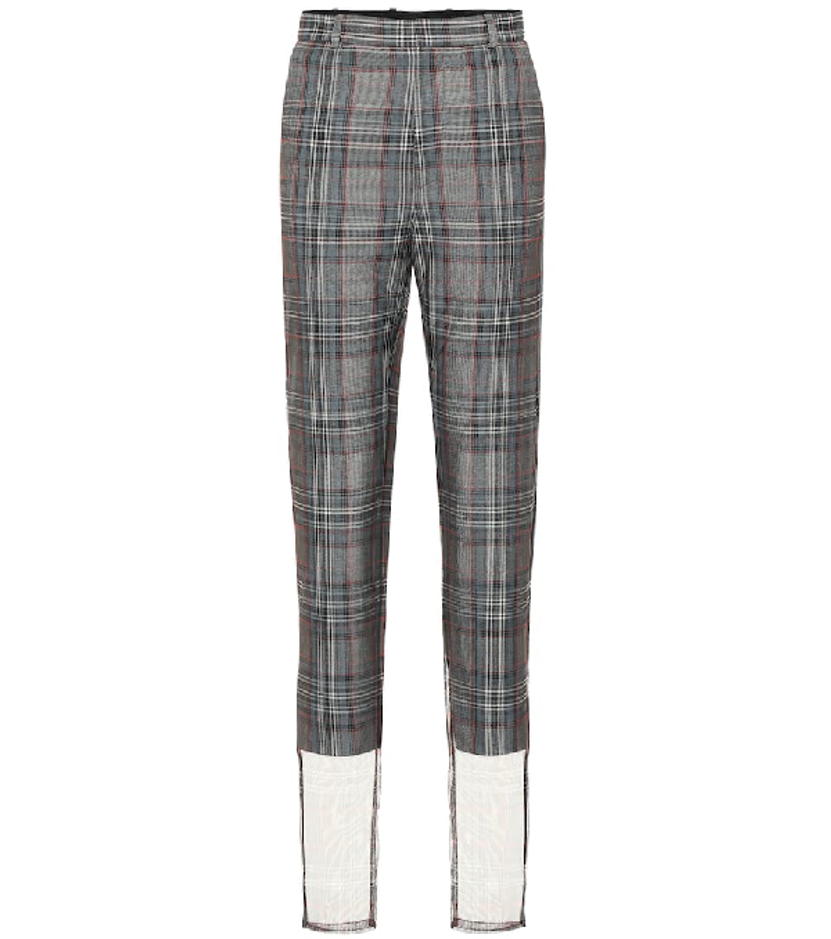 Y/Project Checked Wool-blend High-rise Pants In Grey