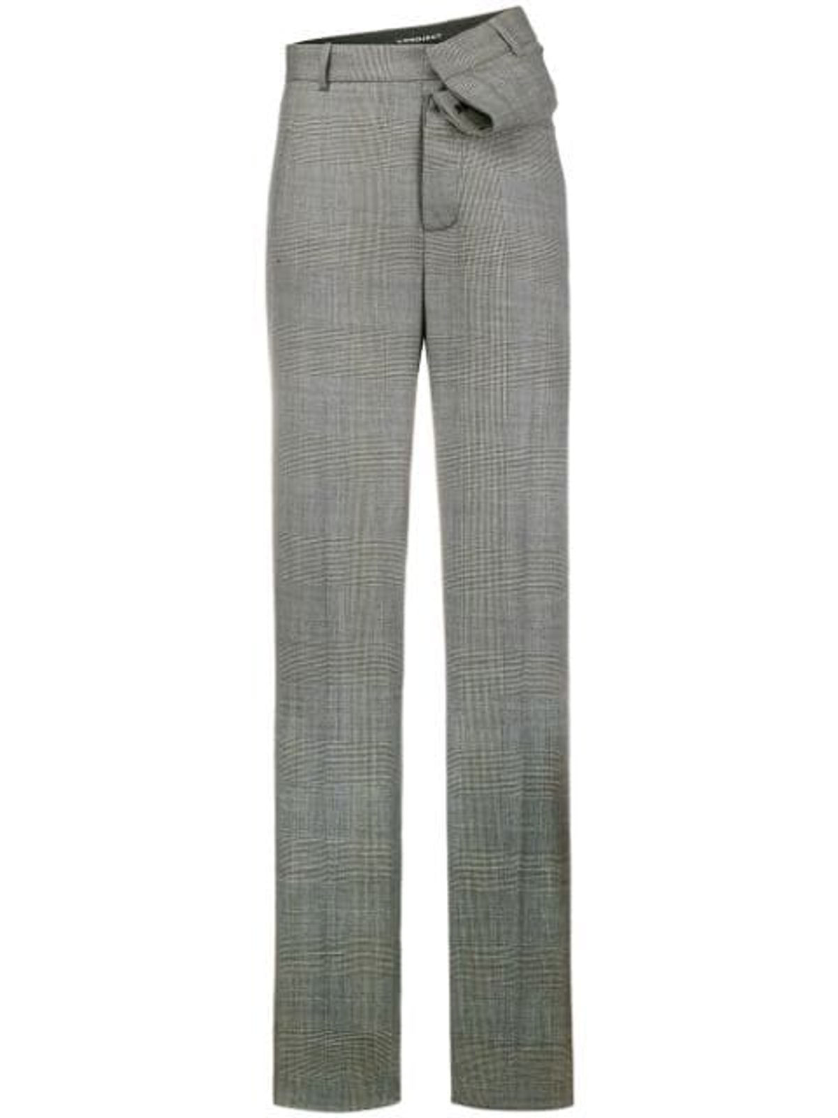 Y/Project Asymmetric Waist Checked Trousers In Grey