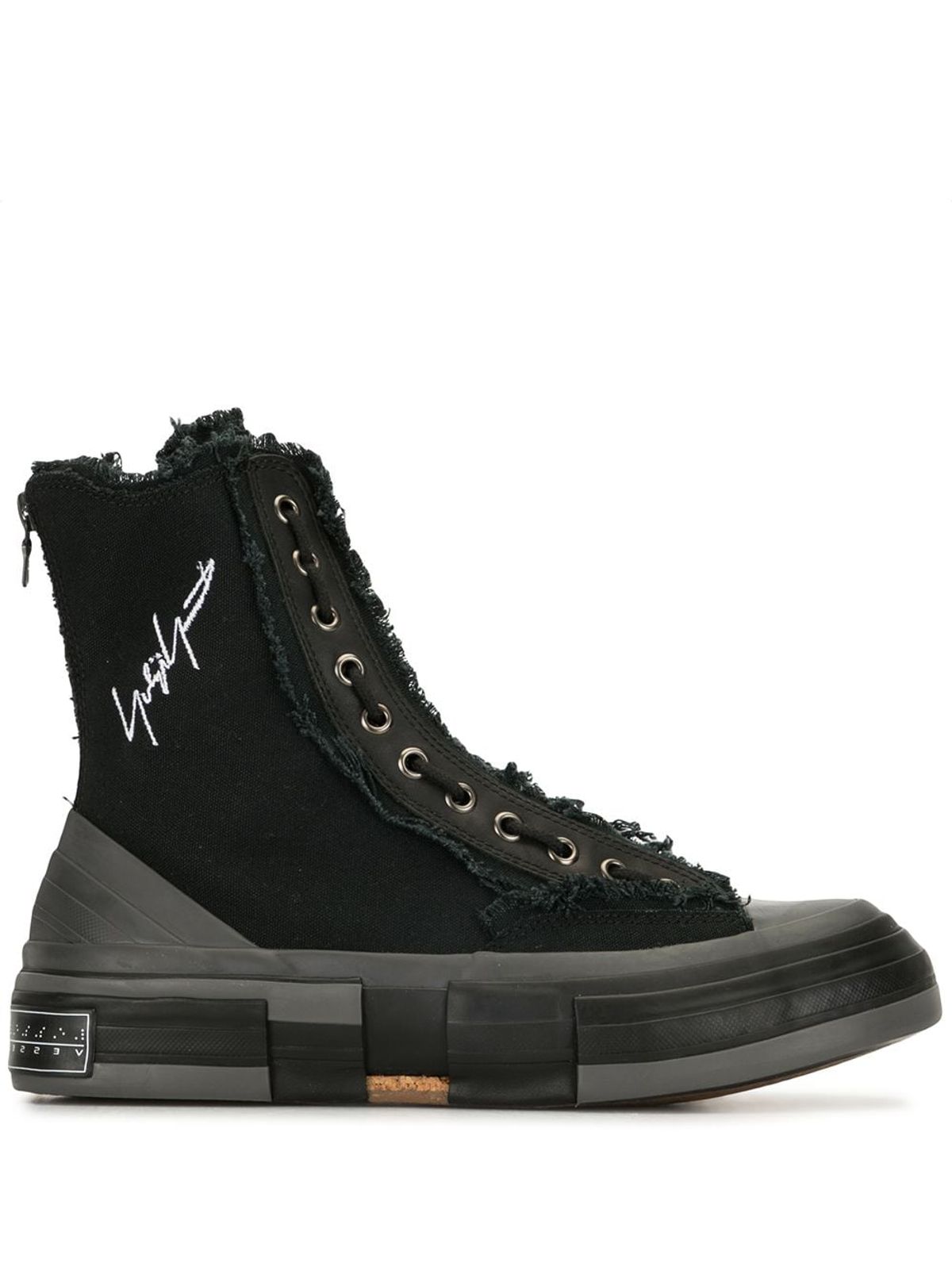 Yohji Yamamoto High-top Cotton Sneakers In Black