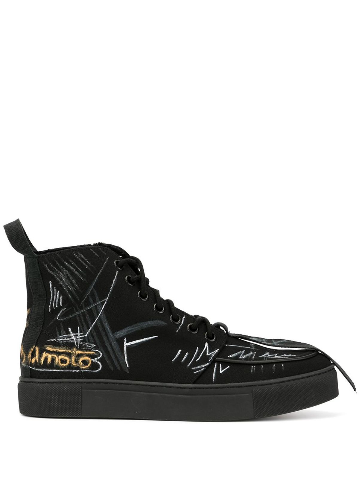 Graffiti Hiphop White And Yellow Crown Print Men's High Top Shoes