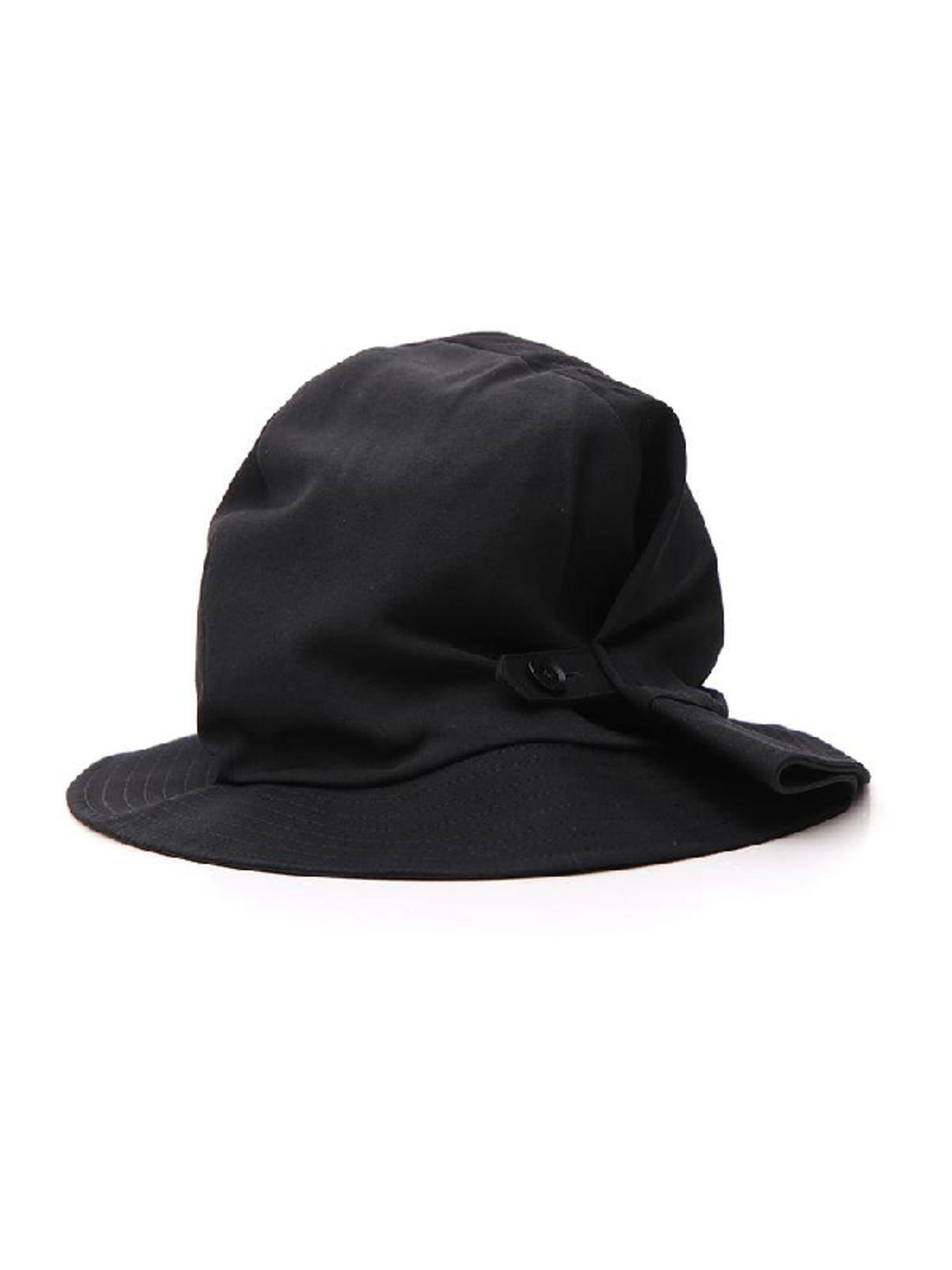 Yohji Yamamoto Yohji Yamamoto Side Button Fold Bucket Hat In Black
