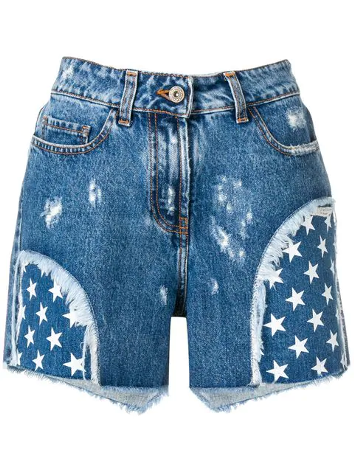 Faith Connexion Star Print Denim Shorts In Blue
