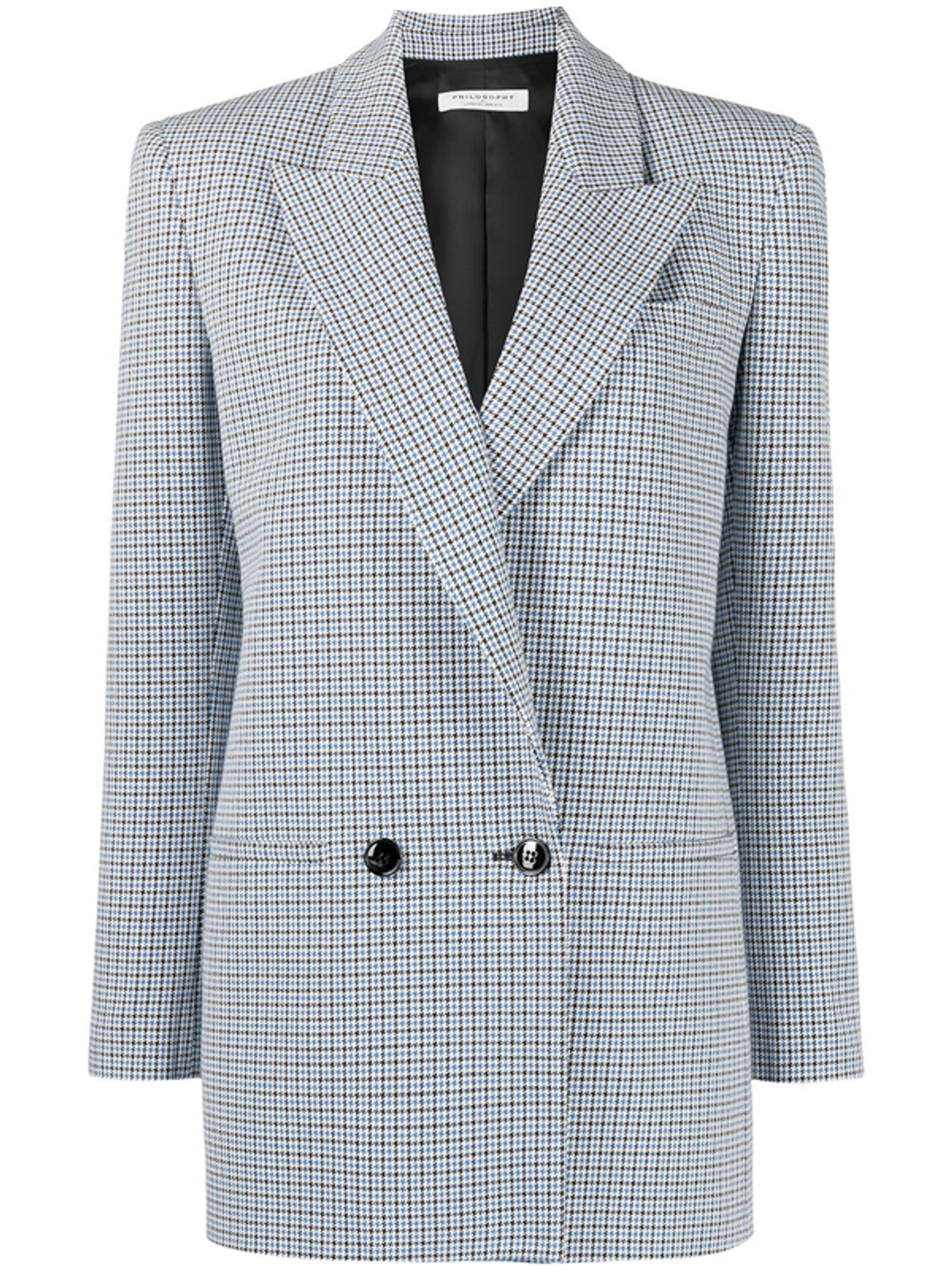 Philosophy Di Lorenzo Serafini Double Breasted Houndstooth Jacket In Blue