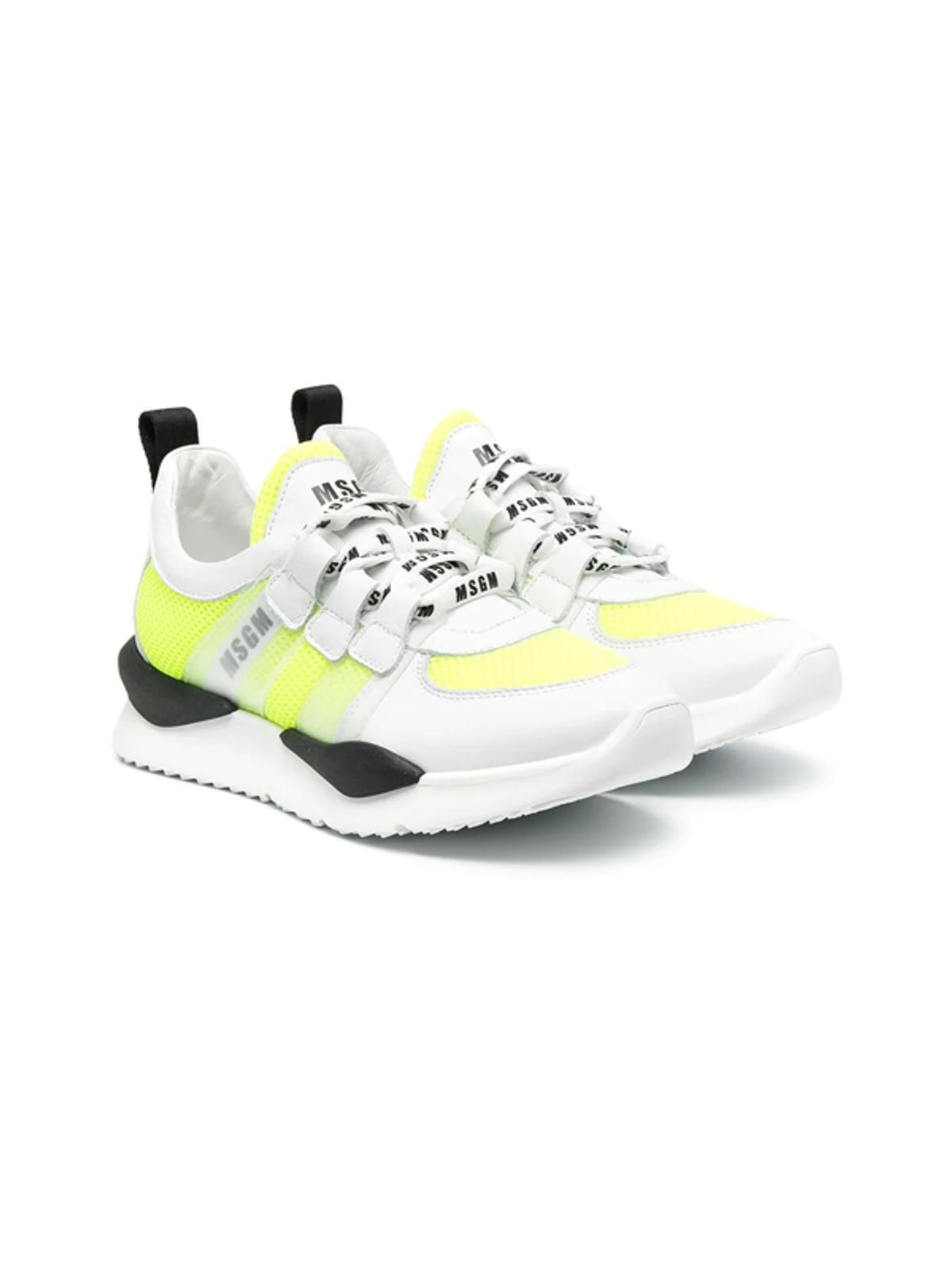 MSGM Teen Colour-block Logo-lace Trainers In White