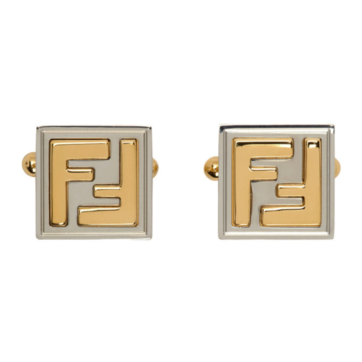 Fendi Fendi Gold And Silver Forever Fendi Cufflink In F0f0n Palla