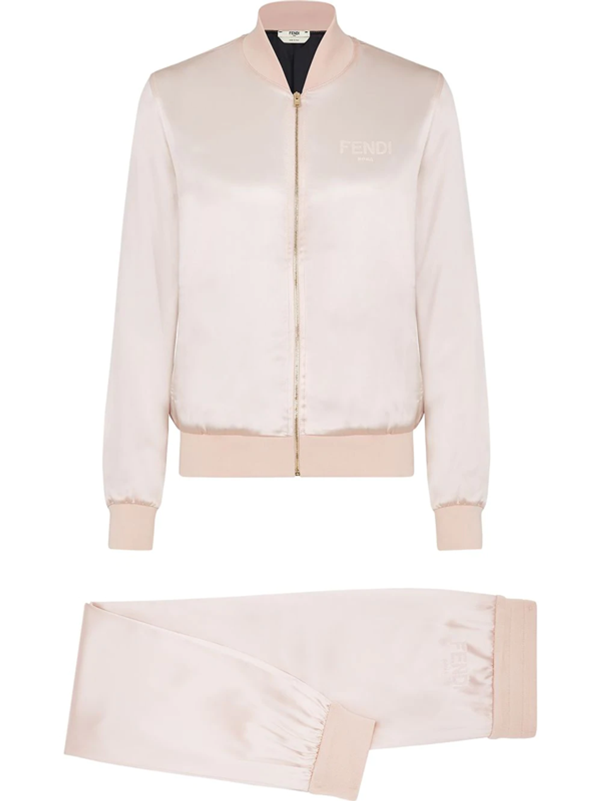 Fendi Embroidered Logo Track Suit Set In Pink