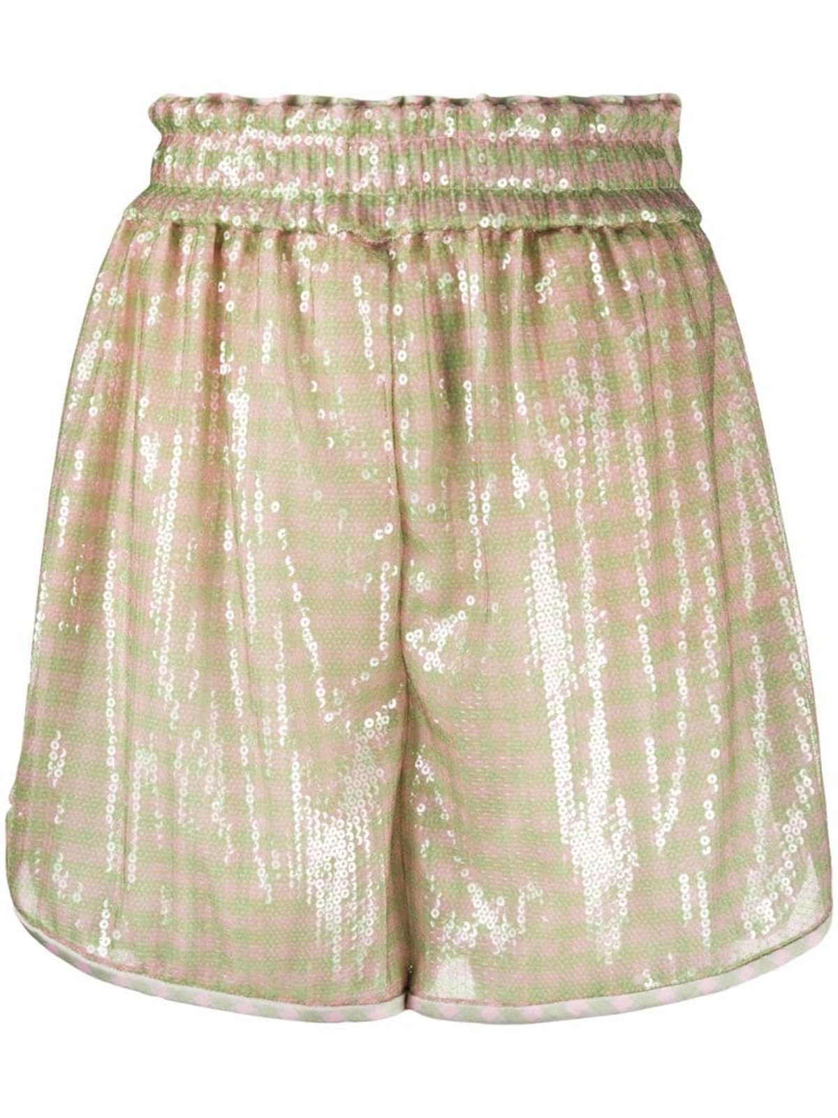 Fendi Sequin Embroidered Striped Shorts In Green WHAT’S ON THE STAR?
