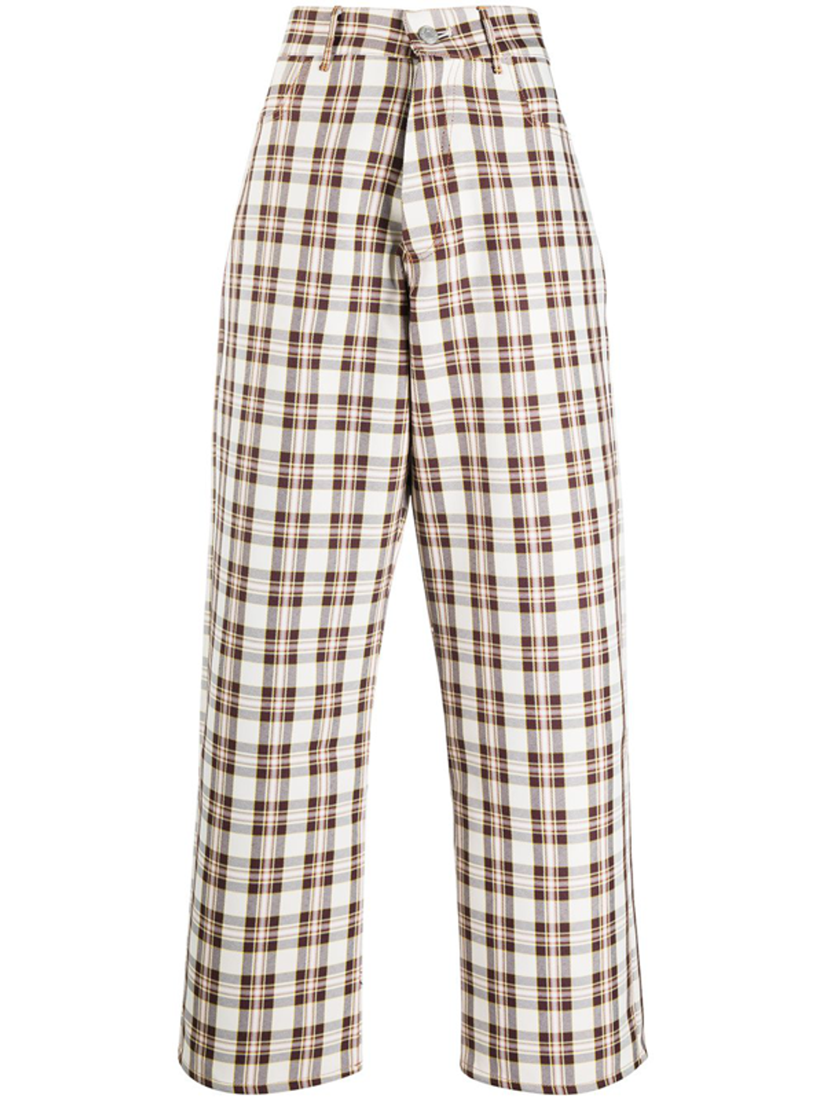 Ashley Williams High-rise Wide-leg Check Trousers In Neutrals