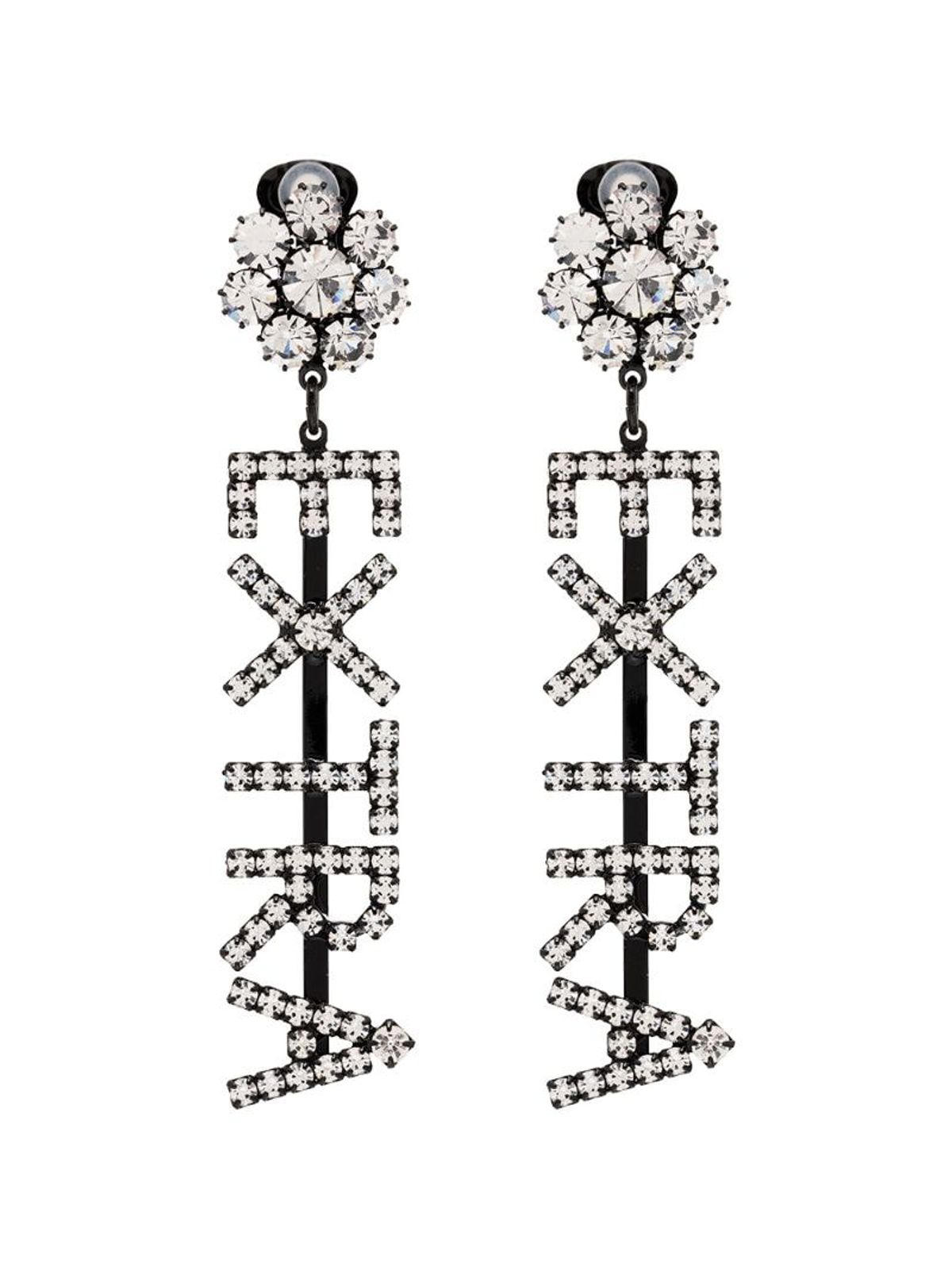 Ashley Williams Extra Crystal-embellished Clip-on Earrings In Metallic