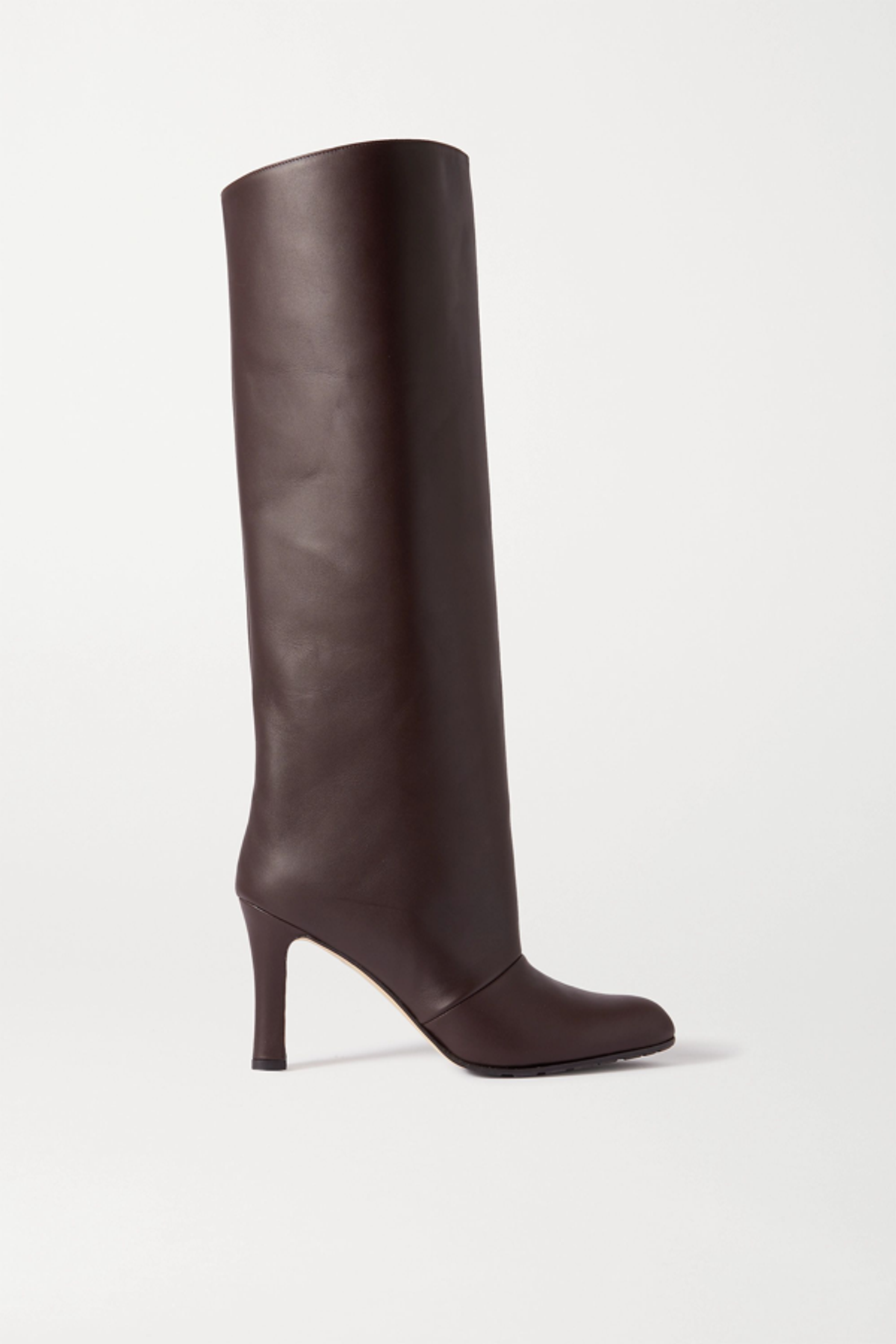 Manolo Blahnik Khomobi Gum Leather Knee Boots In Dark Brown