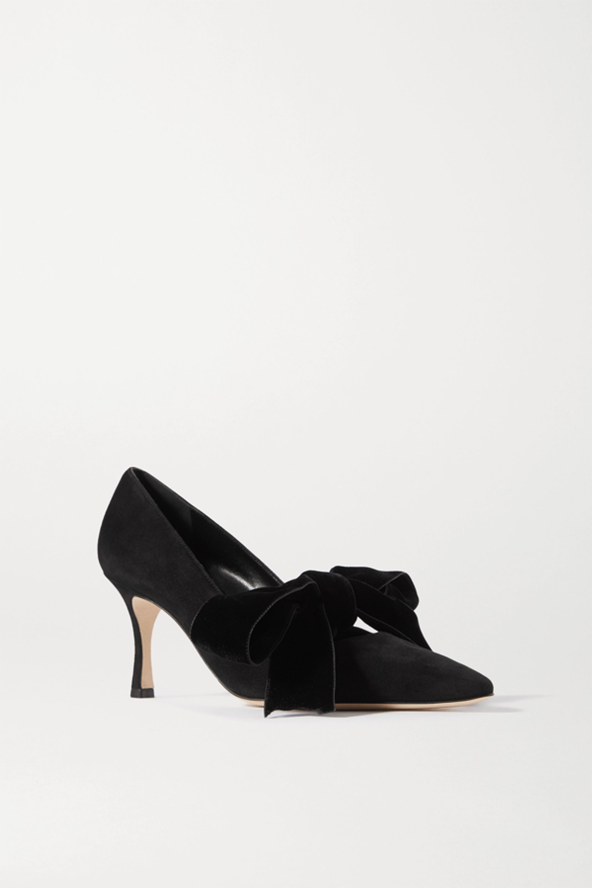 Manolo Blahnik Serba Bow-detailed Suede Pumps In Black
