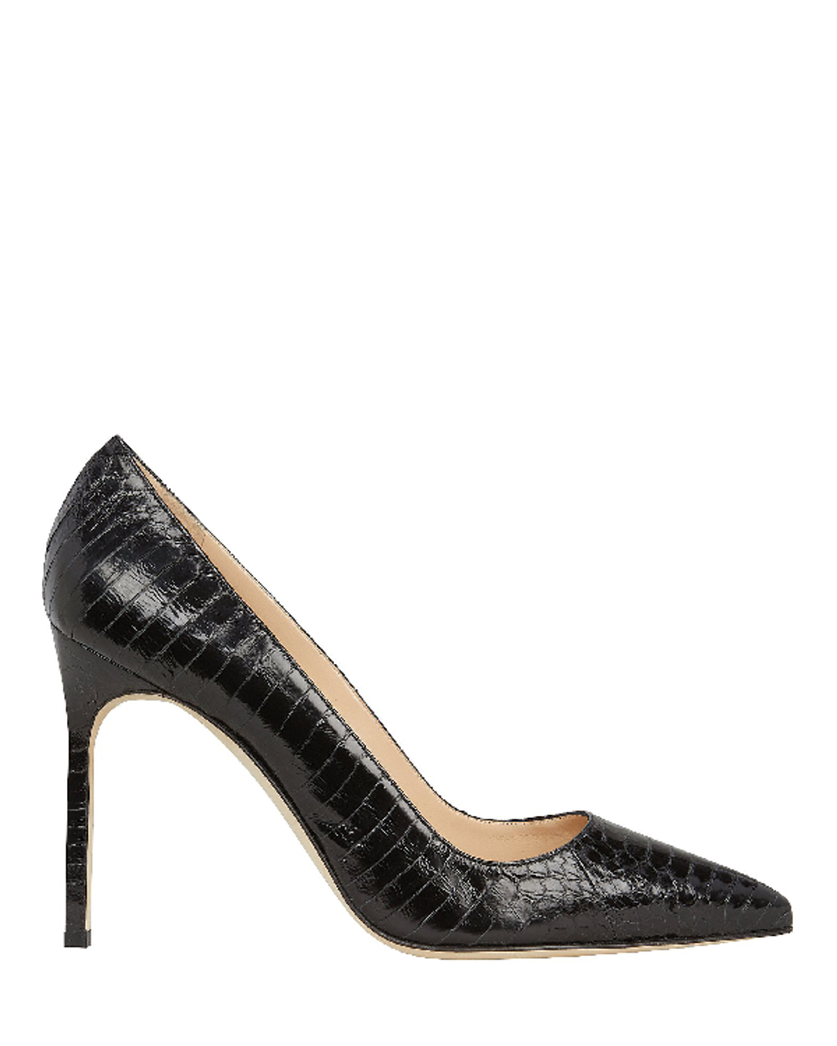 Manolo Blahnik Bb Snakeskin Embossed Pumps In Black