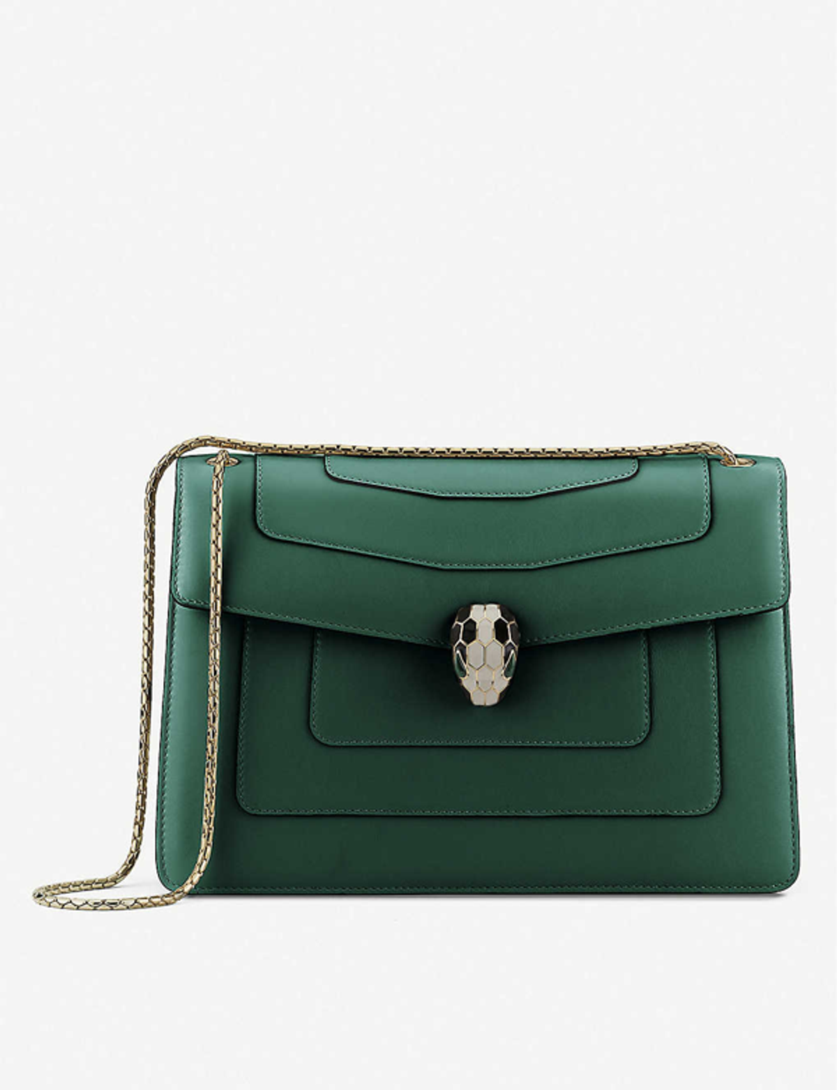 Bvlgari Serpenti Forever Leather Shoulder Bag In Emerald Green
