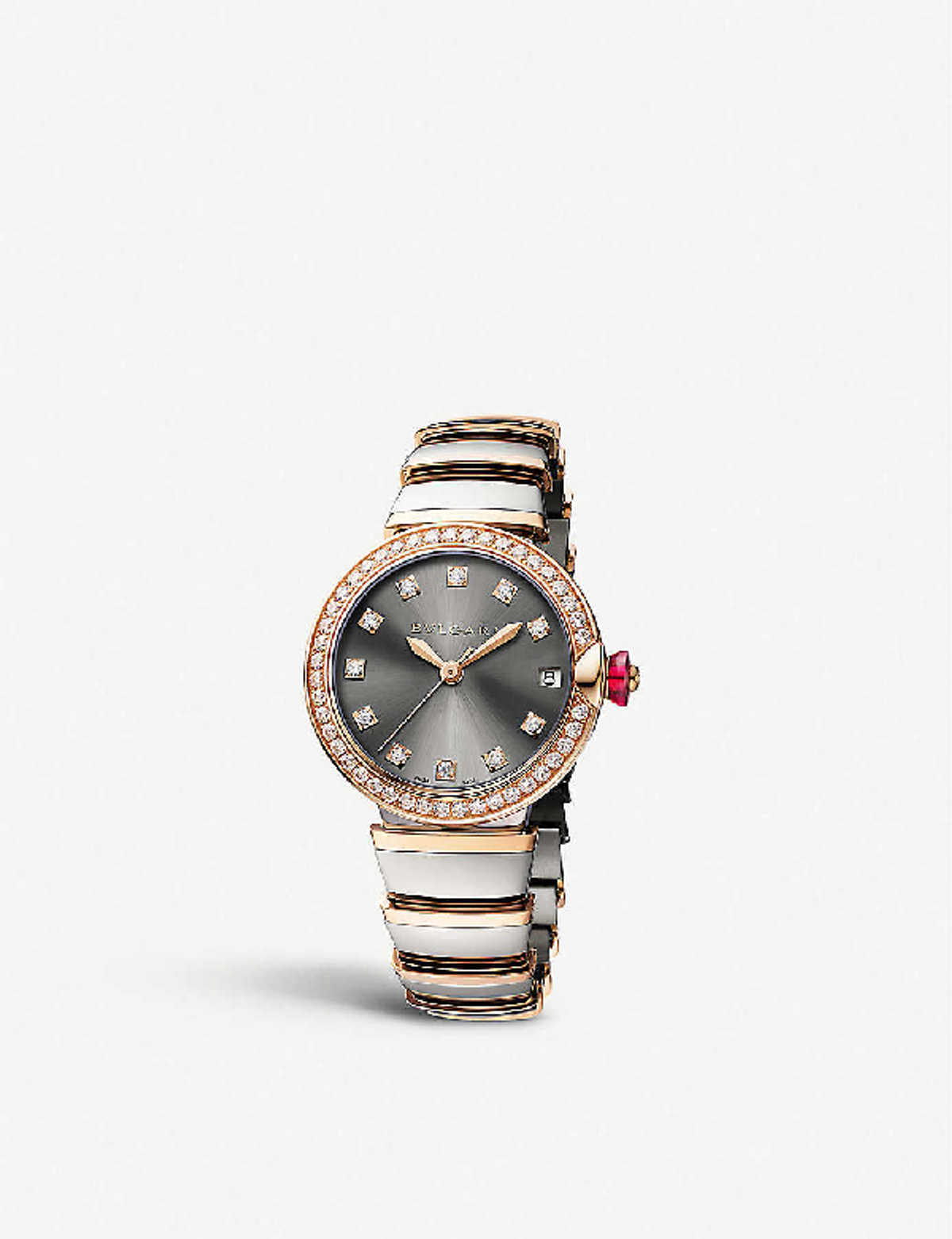 Bvlgari Lvcea 18ct Pink-gold, Stainless Steel And Diamond Watch